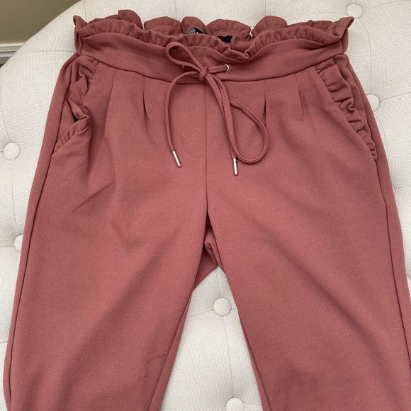 Pants & Jumpsuits Ruffled Pink Paper Bag Pants Size Small Poshmark